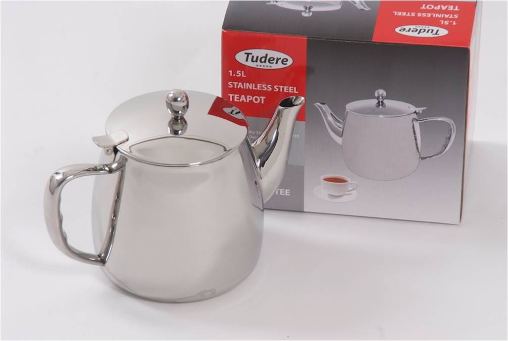 Tudere Stainless Steel 1.5Ltr Teapot - 25 Year Guarantee