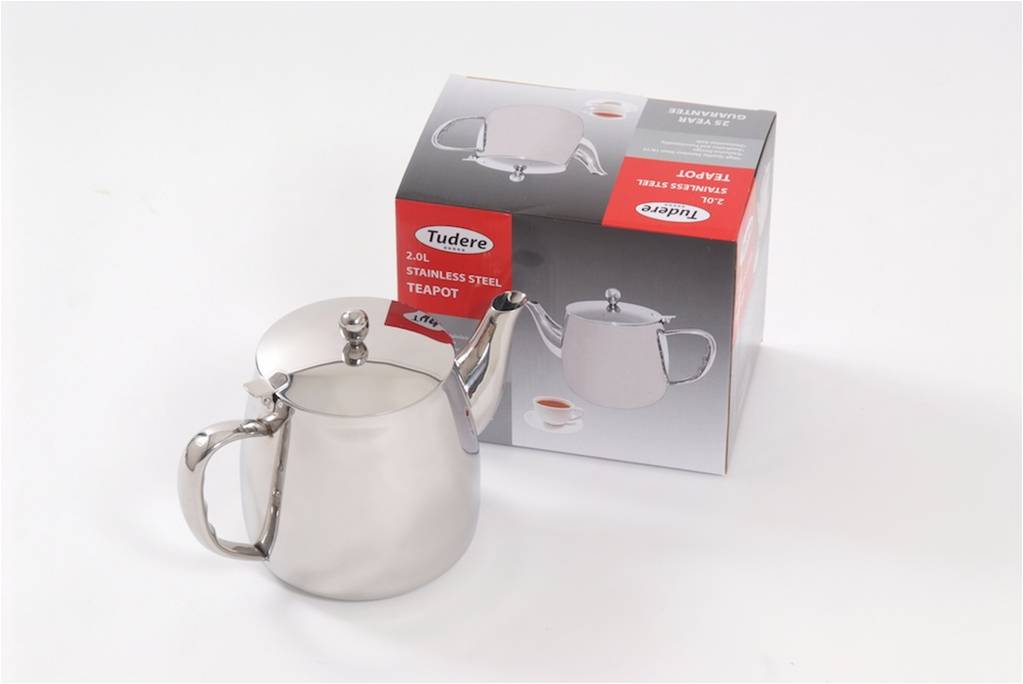 Tudere Stainless Steel 2.0Ltr Teapot - 25 Year Guarantee