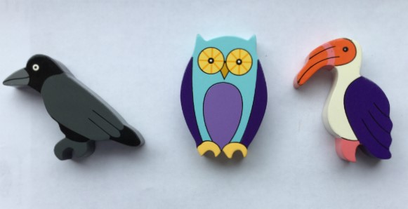 Crow, Owl and Hornbill Magnets - Set of 3