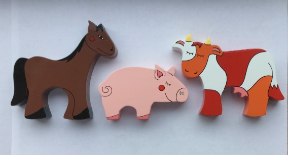 Horse, Pig and Cow Farm Animal Magnets - Set of 3