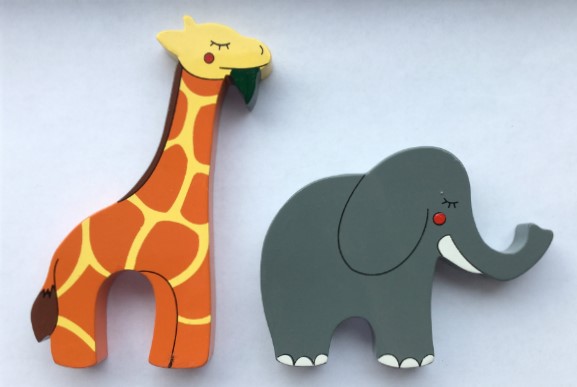Giraffe and Elephant Magnets - Set of 2